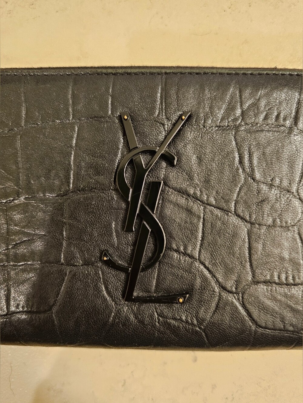 YSL Croc Embossed Zip Wallet - Picture 2 of 13